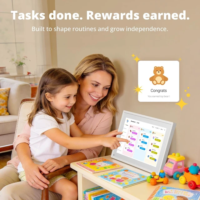 Alt view image 4 of 7 - Digital Calendar 10.1 Inch, 1080P Full HD WIFI Interactive Touchscreen Electronic Calendar & 2026 Smart Family Planner, Chore Chart for Multiple Kids, Rewards & Picture Frame, Desk Mount