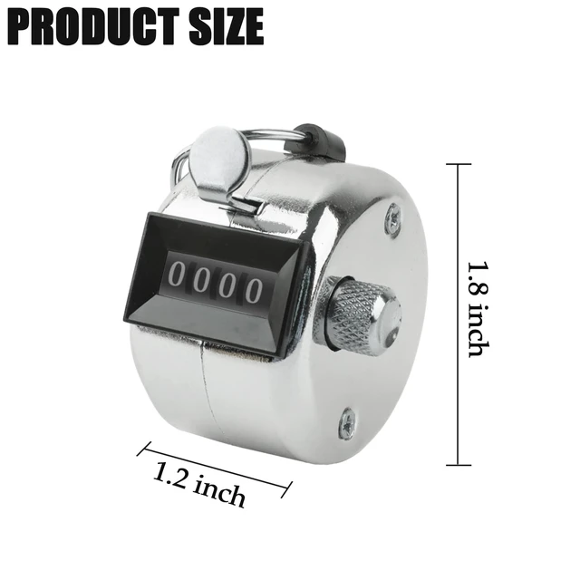 Alt view image 2 of 7 - Metal Hand Tally Clicker Counter, 4-Digit Number Display for Coaching, Knitting, Lap, Fishing, Golf and Row Sport with 2-Nylon Lanyard,Silver