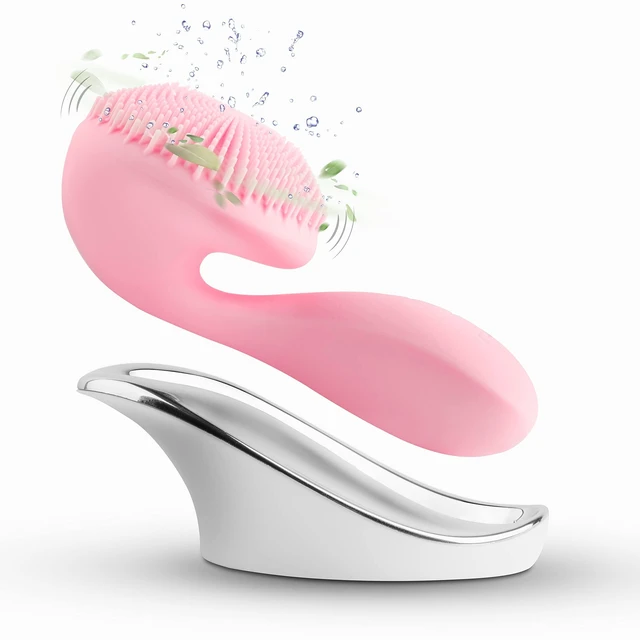Main image of Silicon Facial Cleansing Brush - Electric, Rechargeable, Waterproof IPX7 - Rotating Magnetic Beads - 4 Function Modes - Face Massage for Deep Cleaning - Magnetic Charging Base - Ergonomic Handle
