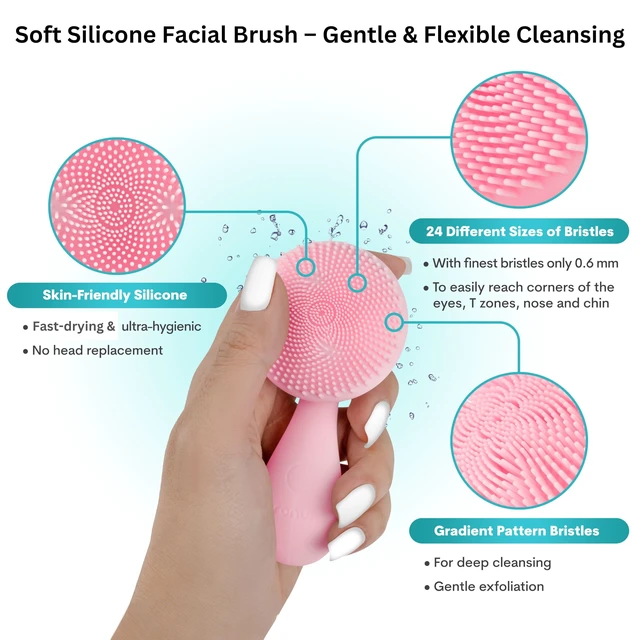Alt view image 5 of 7 - Silicon Facial Cleansing Brush - Electric, Rechargeable, Waterproof IPX7 - Rotating Magnetic Beads - 4 Function Modes - Face Massage for Deep Cleaning - Magnetic Charging Base - Ergonomic Handle
