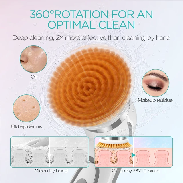 Alt view image 3 of 7 - Facial Cleansing Brush-Spin Face Scrubber Exfoliator Rechargeable, 2-Speed Rotation, Electric Face Wash Brushes for Cleansing and Exfoliating, with 2 Brush Heads, Grey