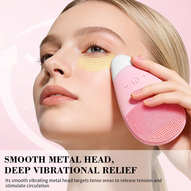 Alt view image 4 of 7 - Facial Cleansing Brush, Rechargeable Silicone Face Scrubber with 5 Cleansing Modes, Portable Vibrating Exfoliator Scrubber for Deep Cleaning, Waterproof Face Brush for Women(Pink)