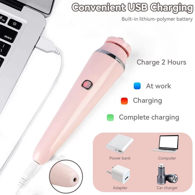Alt view image 7 of 7 - Facial Brush, 3 Speeds Adjustable Facial Cleansing Brush with Base, Waterproof & Rechargeable Face Scrubber Exfoliator with 4 Brush Heads for Women, Pink