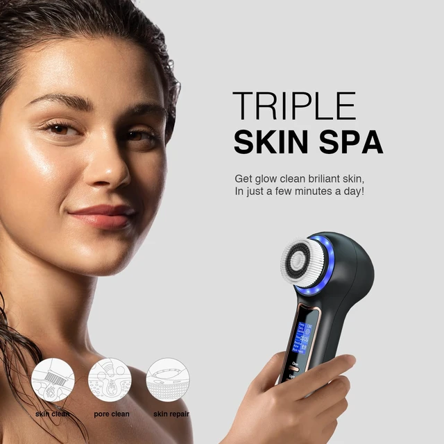Alt view image 3 of 7 - Rechargeable Rotating Face Scrubber | Blackhead Remover mode, IPX7 Waterproof for shower, Daily & Deep Cleaning for All Skin Type
