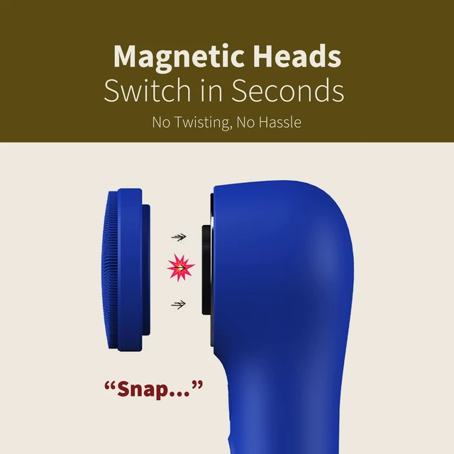 Alt view image 3 of 7 - Premium Facial Cleansing Brush,Waterproof Face Scrubber,Spin & Sonic Modes with 3 Intensities,Magnetic 3-Head System for Deep Pore Cleaning, Gentle Exfoliation & Sensitive Skin Care - for Women & Men