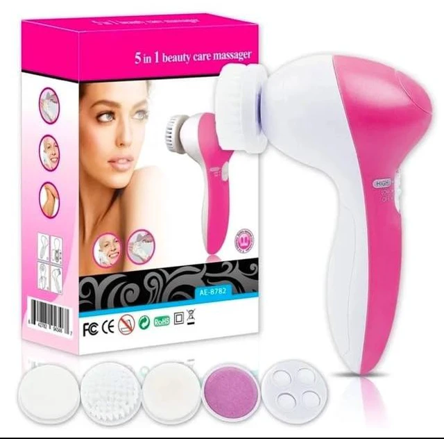 Main image of Exfoliating Electric Facial Cleanser Silicone Scrub Pore Cleaner Spin Sonic Facial Cleansing Brush (5 in 1 Facial Cleansing Brush)