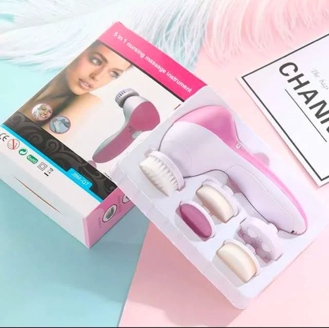 Alt view image 3 of 6 - Exfoliating Electric Facial Cleanser Silicone Scrub Pore Cleaner Spin Sonic Facial Cleansing Brush (5 in 1 Facial Cleansing Brush)