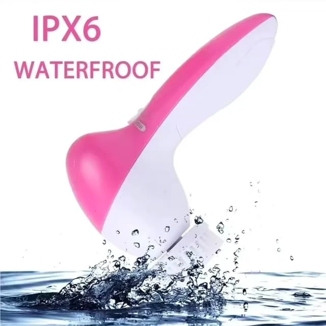 Alt view image 6 of 6 - Exfoliating Electric Facial Cleanser Silicone Scrub Pore Cleaner Spin Sonic Facial Cleansing Brush (5 in 1 Facial Cleansing Brush)