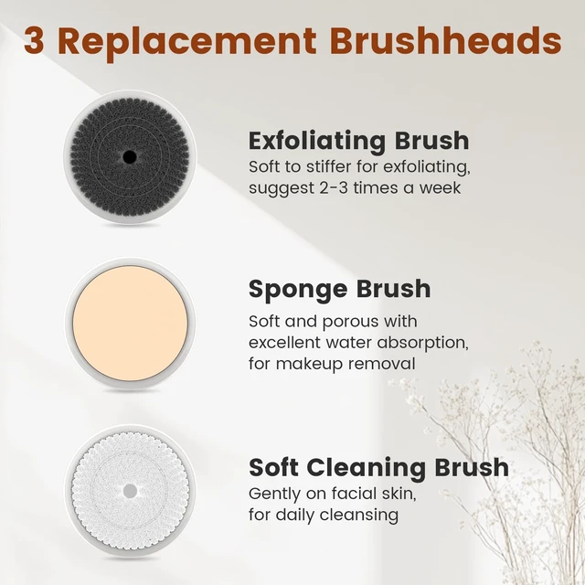 Alt view image 4 of 7 - Facial Cleansing Brush, Electric Face Scrubber with 2 Rotational Directions, 3 in 1 Facial Brushes for Cleaning and Exfoliating, 3 Speeds Adjustable, Waterproof Face Wash Brush for Men Women