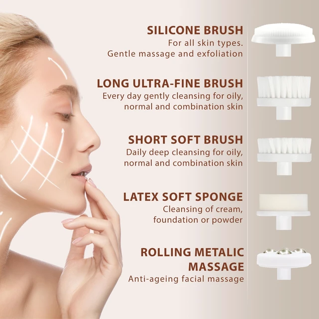 Alt view image 2 of 6 - Facial Cleansing Brush, Face Scrubber, Exfoliating, Cleaning, Onyx | Skin Care Cleanser Wash Women Girls Electric Beauty Powered Exfoliator Skincare Spin Tools Scrub Washer Self Care Gifts
