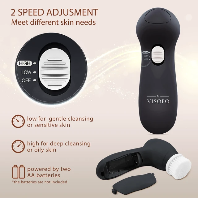 Alt view image 6 of 6 - Facial Cleansing Brush, Face Scrubber, Exfoliating, Cleaning, Onyx | Skin Care Cleanser Wash Women Girls Electric Beauty Powered Exfoliator Skincare Spin Tools Scrub Washer Self Care Gifts