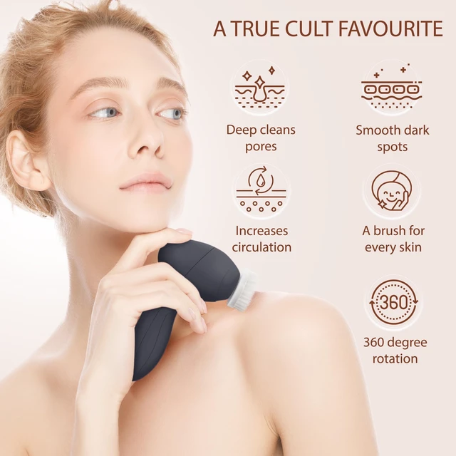 Alt view image 5 of 6 - Facial Cleansing Brush, Face Scrubber, Exfoliating, Cleaning, Onyx | Skin Care Cleanser Wash Women Girls Electric Beauty Powered Exfoliator Skincare Spin Tools Scrub Washer Self Care Gifts