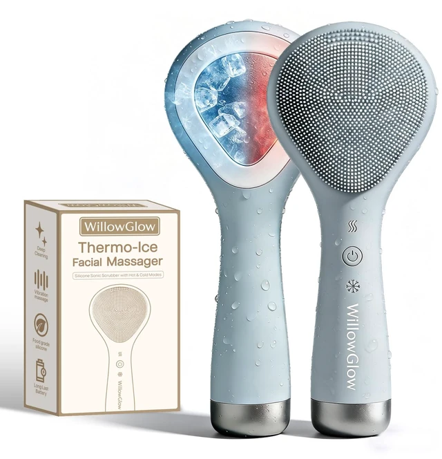 Main image of Face Scrubber, Thermal & Cooling Modes, Face Brush, Deep Pore Cleansing, Silicone Face Scrubber, Electric Sonic Vibrations, Facial Cleansing Brush, Waterproof Home Spa & Travel Skincare