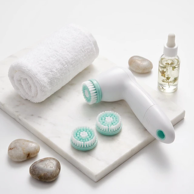 Alt view image 5 of 7 - True Glow Sonic Facial Cleansing Brush (FCB6N) Waterproof Electric Face Scrubber Set with 3 Brush Heads, Battery Operated for Deep Pore Cleansing & Exfoliating