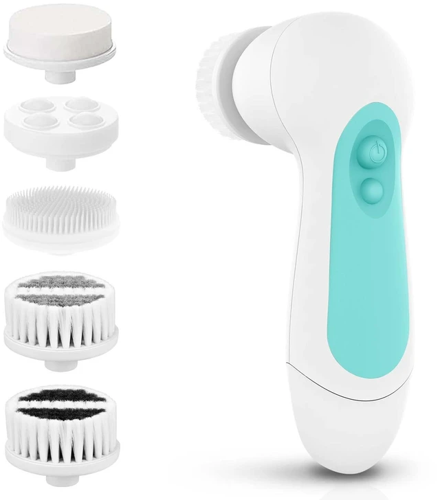 Main image of Waterproof Facial Cleansing Spin Brush Set with 5 Exfoliating Brush Heads - Electric Face Scrubber Cleanser Brush - Face Brush for Gentle Exfoliation and Deep Scrubbing