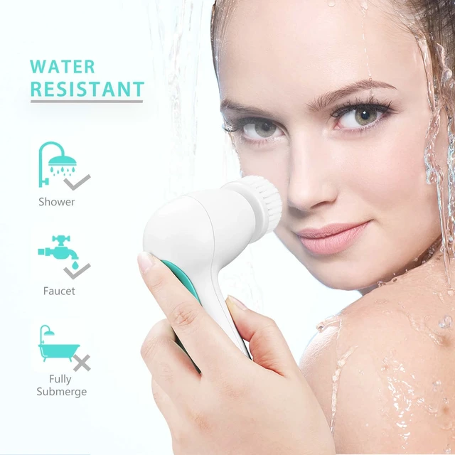 Alt view image 6 of 7 - Waterproof Facial Cleansing Spin Brush Set with 5 Exfoliating Brush Heads - Electric Face Scrubber Cleanser Brush - Face Brush for Gentle Exfoliation and Deep Scrubbing