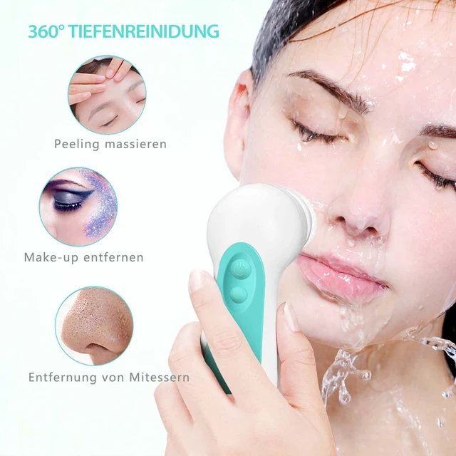 Alt view image 7 of 7 - Waterproof Facial Cleansing Spin Brush Set with 5 Exfoliating Brush Heads - Electric Face Scrubber Cleanser Brush - Face Brush for Gentle Exfoliation and Deep Scrubbing