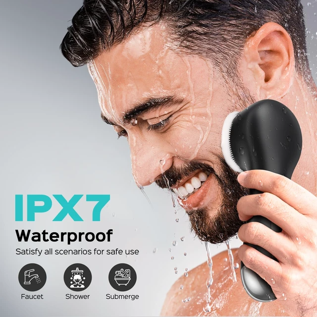 Alt view image 7 of 7 - FBS03 Face Scrubber Facial Cleansing Brush, Patented Design, Black | Patented 2-in-1 Spin and Vibration with Automatic Foaming, Silicone Electric Exfoliator for Men Women, Travel, Waterproof