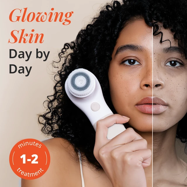 Alt view image 5 of 7 - Raedia Facial Cleansing Brush - Electric Facial Cleansing Brush with 4 Exfoliating Brush Heads - Waterproof, Handheld, Lightweight for Face Scrubber and Exfoliating Face - Warm Grey