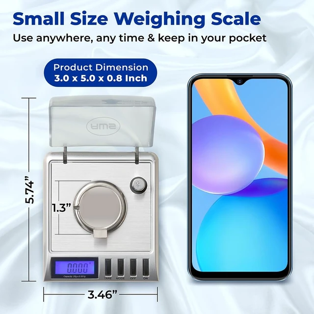 Alt view image 5 of 6 - Gemini-20 Milligram Scale 20g x 0.001gDigital Jewelry/Lab Scale for Powder, Gold, Gems Includes Calibration Weights, Tweezers & TrayTare, Cal, 6 Units (Gemini - 20 - Silver)