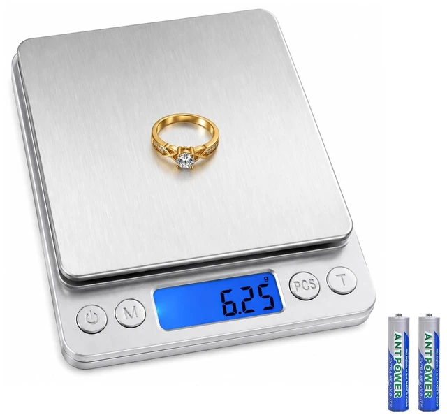 Main image of 500g x 0.01g High Precision Jewelry Scale, Digital Gold Gram Scale | Coin Scale with Stainless Steel Platform Backlit LCD & Tare Function, Portable Pocket Scale for Jewelry, Coins, Gold, Silver