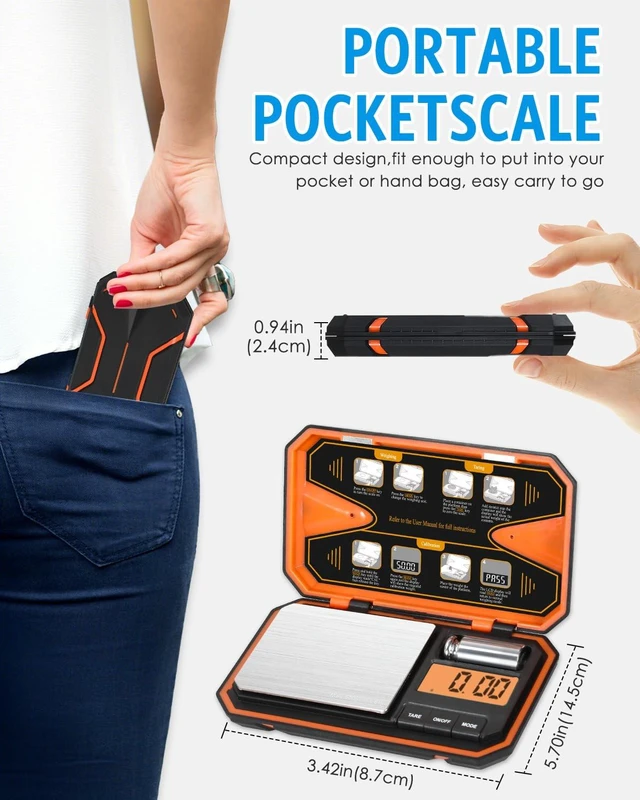 Alt view image 5 of 7 - Digital Pocket Scale, Digital Scale Grams, 500g/0.01g Gram Scale | Digital Jewelry Scale with Tare Function, LCD Display, High precision, 6 Unit Conversion for Food, Jewelry, Coins