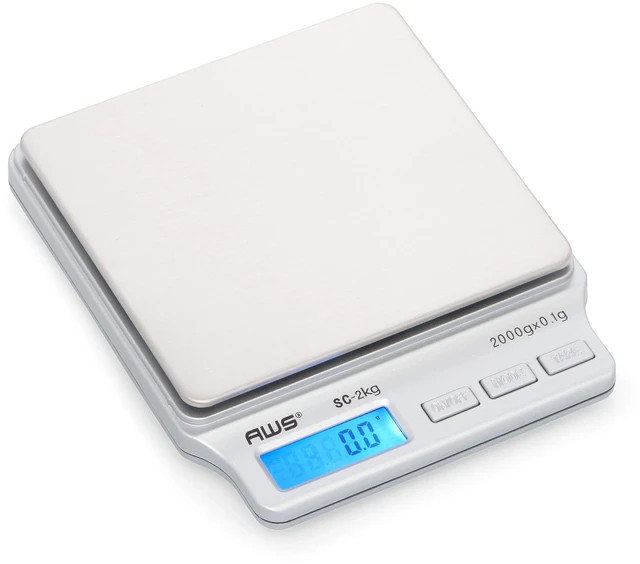 Main image of SC Series Precision Digital Kitchen Weight Scale, Food Measuring Scale, 2kg x 0.1g (Silver), AMW-SC-2KG