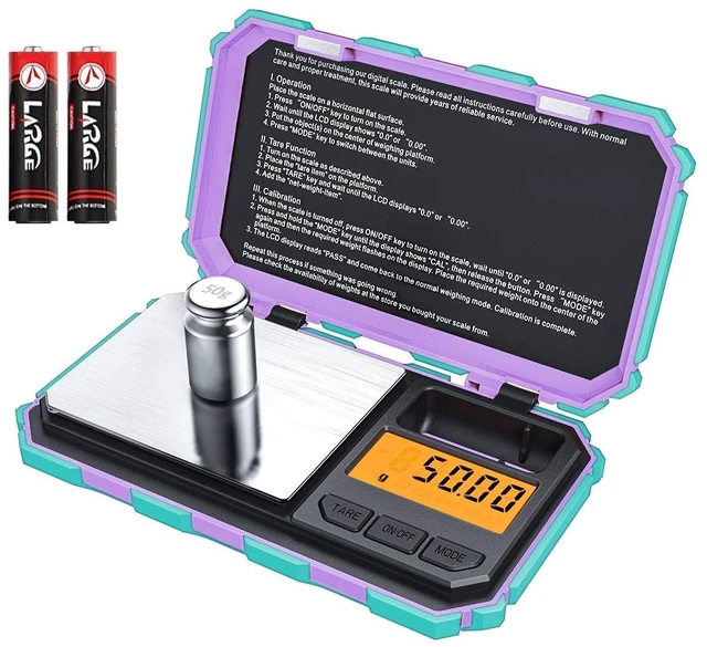 Main image of (Upgradaed) Digital Mini Scale, 200g /0.01g Pocket Scale, 50g Calibration Weight, Electronic Smart Scale, 6 Units, LCD Backlit Display, Tare, Auto Off, Stainless Steel (Battery Included)