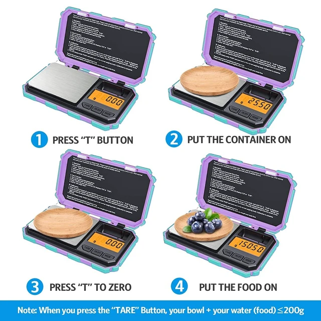 Alt view image 4 of 7 - (Upgradaed) Digital Mini Scale, 200g /0.01g Pocket Scale, 50g Calibration Weight, Electronic Smart Scale, 6 Units, LCD Backlit Display, Tare, Auto Off, Stainless Steel (Battery Included)
