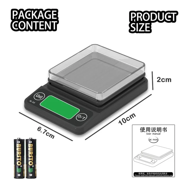 Alt view image 6 of 6 - Digital Pocket Scale, 500g/0.01 Portable Precision Gram Scale Grams and OuncesFood Scale Jewelry Scale with LCD Display, 5 Units Tare for Powder, Gem, Coffee, Coin, Tea, Weed