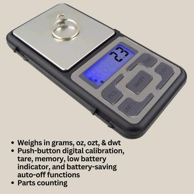 Alt view image 5 of 7 - Platinum MP601 Jewelry Scale | Durable Precise Jewelers Premium Class Pocket Kitchen Scale | Digital Precision Tool | Expert Professional Reading & Accuracy 600g x 0.1g