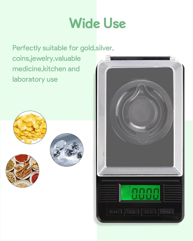 Alt view image 3 of 7 - Milligram Scale 50g/0.001g, Digital Mg Scale, 50g Calibration Weight | 7 Units, One-touch Tare, Piece Counting, LCD Display, Easy to Carry, for Jewelry, Powder, Medicine, Gold, Gem