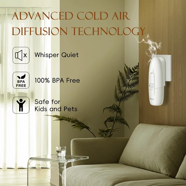 Alt view image 5 of 7 - Plug in Scent Diffuser, Waterless Essential Oil Diffuser, Cover Up to 500 Sq. Ft., Hotel Collection Diffuser, Aromatherapy Diffusers for Home, Office, 1 x 30ml Essential Oil Included