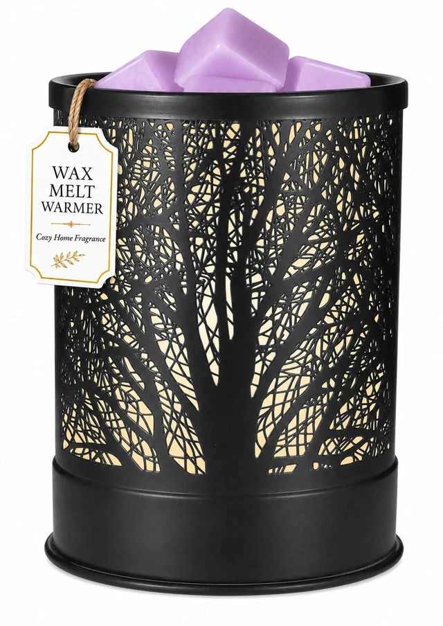 Main image of Wax Melts Warmer Scented Metal 2-in-1 Electric LED Burner Black Tree | wax melter,Aromatherapy essential oil diffuser, home office bedroom decor, Christmas gift for women