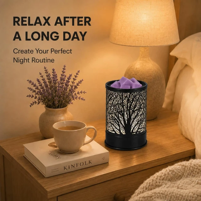 Alt view image 5 of 7 - Wax Melts Warmer Scented Metal 2-in-1 Electric LED Burner Black Tree | wax melter,Aromatherapy essential oil diffuser, home office bedroom decor, Christmas gift for women