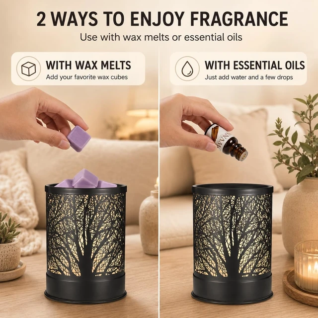 Alt view image 4 of 7 - Wax Melts Warmer Scented Metal 2-in-1 Electric LED Burner Black Tree | wax melter,Aromatherapy essential oil diffuser, home office bedroom decor, Christmas gift for women