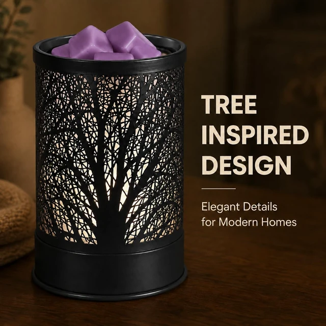 Alt view image 3 of 7 - Wax Melts Warmer Scented Metal 2-in-1 Electric LED Burner Black Tree | wax melter,Aromatherapy essential oil diffuser, home office bedroom decor, Christmas gift for women