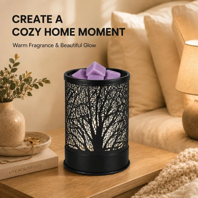 Alt view image 2 of 7 - Wax Melts Warmer Scented Metal 2-in-1 Electric LED Burner Black Tree | wax melter,Aromatherapy essential oil diffuser, home office bedroom decor, Christmas gift for women