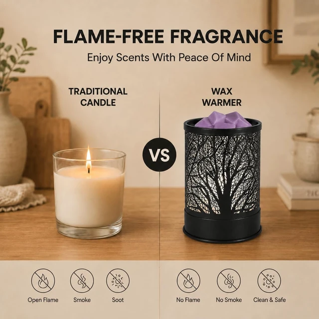 Alt view image 6 of 7 - Wax Melts Warmer Scented Metal 2-in-1 Electric LED Burner Black Tree | wax melter,Aromatherapy essential oil diffuser, home office bedroom decor, Christmas gift for women