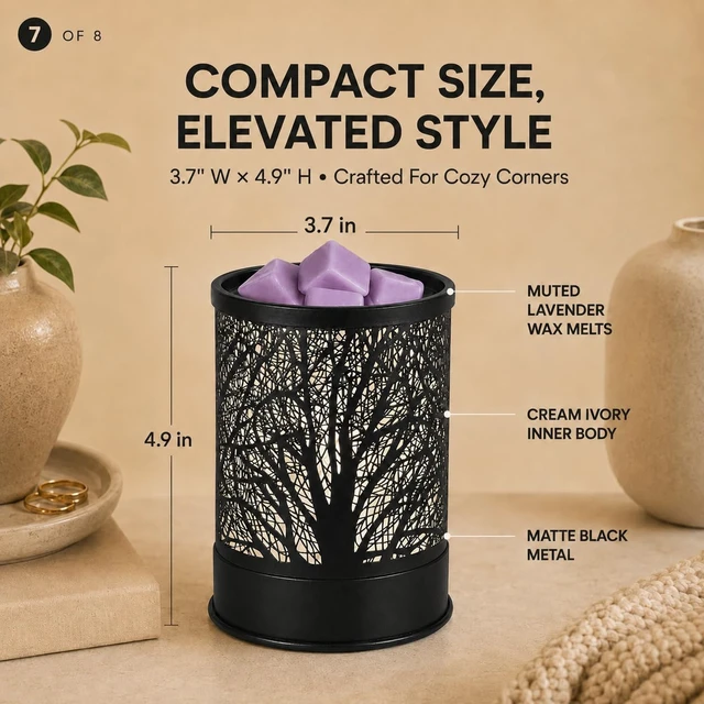 Alt view image 7 of 7 - Wax Melts Warmer Scented Metal 2-in-1 Electric LED Burner Black Tree | wax melter,Aromatherapy essential oil diffuser, home office bedroom decor, Christmas gift for women