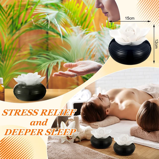 Alt view image 2 of 6 - 1 Pcs Ceramic Essential Oil Diffuser, Non Electric,Camellia | Decorative Floral Home Fragrance Decor, No Noise, Home & Office Tabletop Decor for Desk, Bathroom, Bedroom, Birthday, Wedding