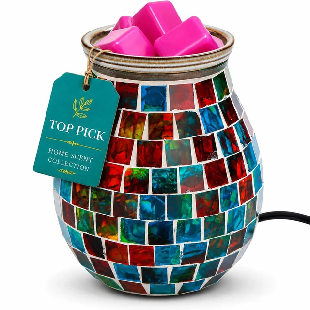 Main image of Mosaic Glass Electric Wax Melt Warmer Fragrance Burner Home Office Decor