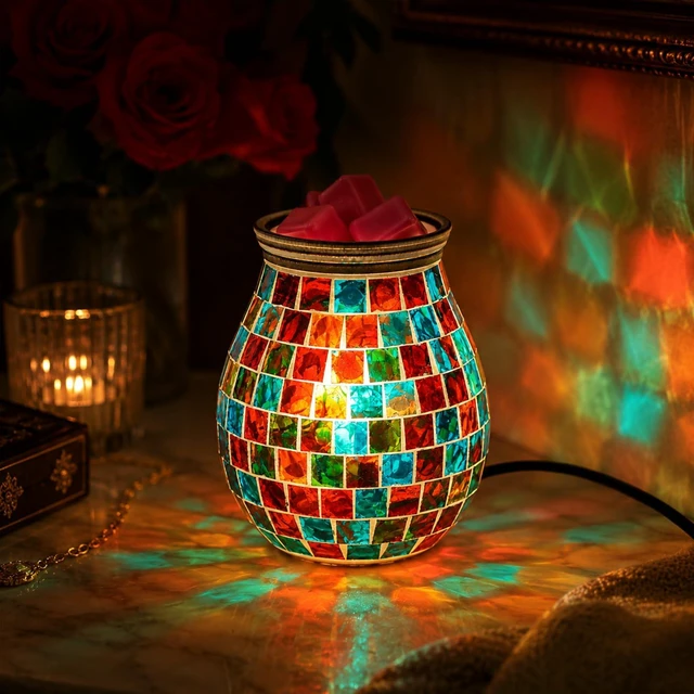 Alt view image 2 of 6 - Mosaic Glass Electric Wax Melt Warmer Fragrance Burner Home Office Decor