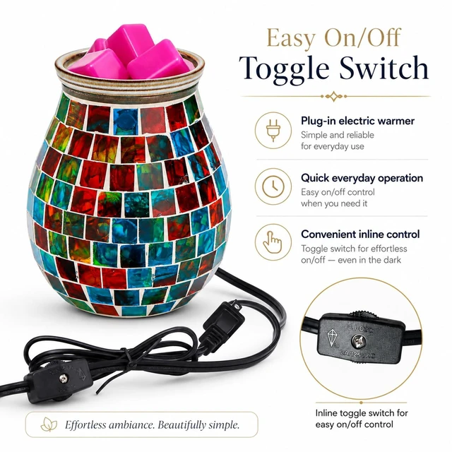 Alt view image 4 of 6 - Mosaic Glass Electric Wax Melt Warmer Fragrance Burner Home Office Decor
