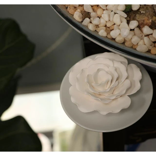 Alt view image 4 of 6 - Passive Diffuser for Essential Oil-Ceramic Diffuser Non Electric Oil Diffusers for Small Mini Room, Desk Decorative, Bathroom (White Hibiscus)