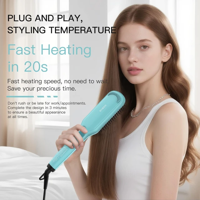 Alt view image 2 of 7 - Ionic Hair Straightener Brush, MCH Heated Styling Comb | Ionic Function; MCH Ceramic Heating; Adjustable Temperature; Anti-Scald Design; Hair Styling for Daily Use