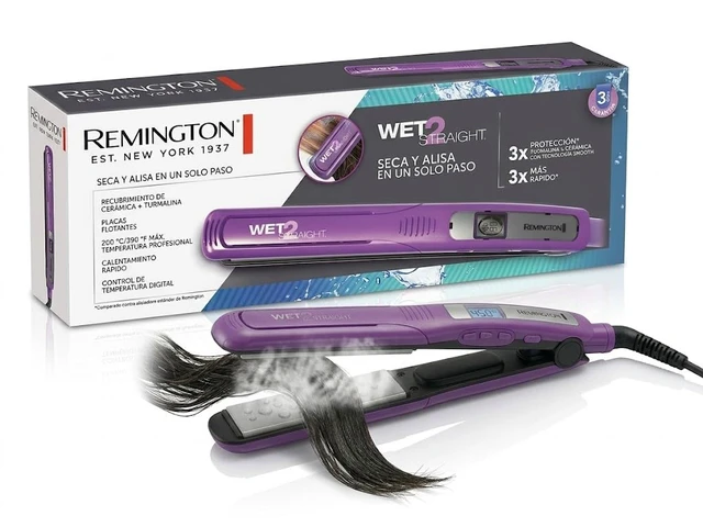 Main image of Wet 2 Straight Hair Straightener 1- Inch Flat Iron with Ceramic Tourmaline Plates. 390 F High Heat & Digital Controls Purple