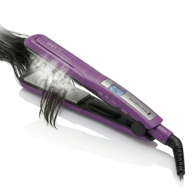 Alt view image 3 of 7 - Wet 2 Straight Hair Straightener 1- Inch Flat Iron with Ceramic Tourmaline Plates. 390 F High Heat & Digital Controls Purple