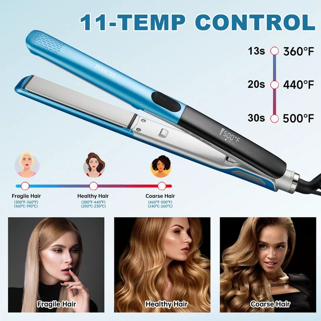 Alt view image 4 of 7 - 500 Degree High Temp Professional Hair Straightener, 30s Fast Heating Ceramic 2 in 1 Flat Iron, Negative Ion Straightener & Curler for Frizz-Free Hair, Dual Voltage Travel Styling Tool, 1 Inch