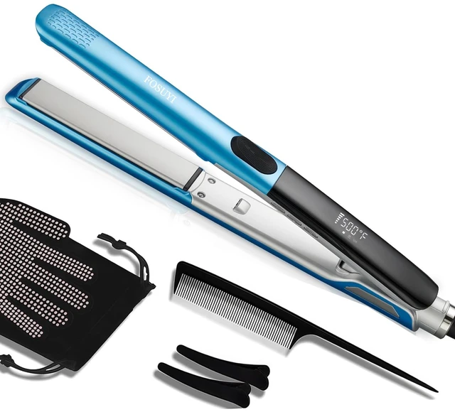 Main image of 500 Degree High Temp Professional Hair Straightener, 30s Fast Heating Ceramic 2 in 1 Flat Iron, Negative Ion Straightener & Curler for Frizz-Free Hair, Dual Voltage Travel Styling Tool, 1 Inch